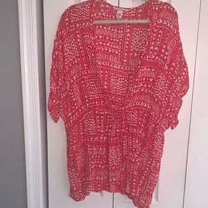Victoria's Secret Red White Heart Cover Up Kimono
